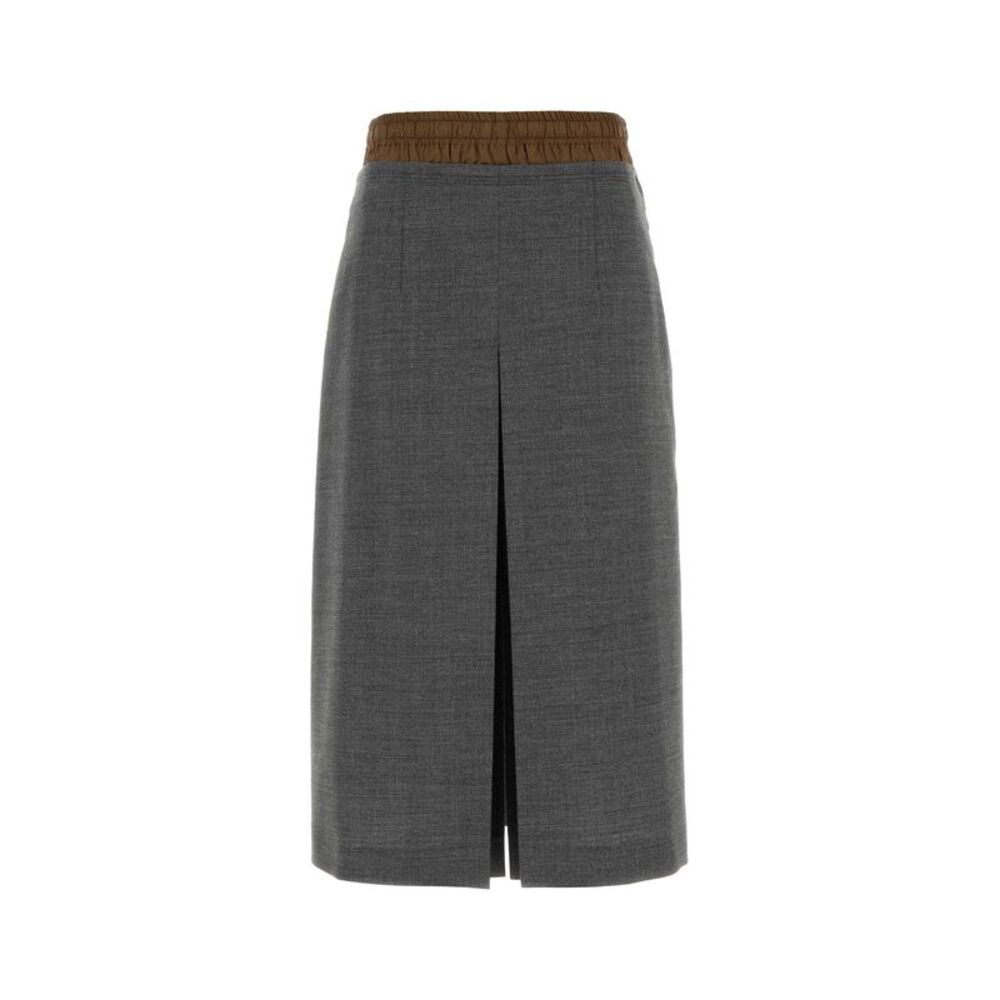 Prada Women Dark Grey Wool Skirt